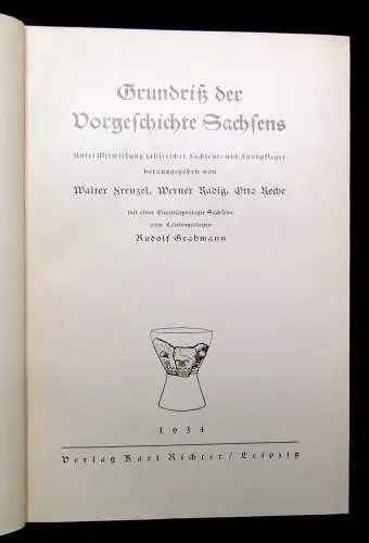 Grahmann Grundriß der Vorgeschichte Sachsens 1934 Ortskunde Geschichte