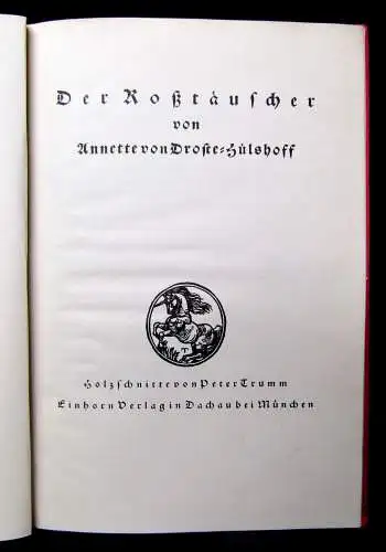 Hülshoff Droste, Annette von Der Roßtäuscher um 1920 Erzählungen Geschichten