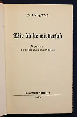 Münch Wie ich sie wiedersah 1933 Halbkunstleder-Handeinband Georg Schuster sf