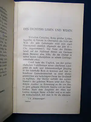 Schuster Valerius Catullus Sämtliche Dichtungen 1906 Belletristik Literatur sf