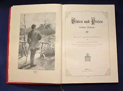 Blüten und Perlen deutscher Rundumgoldschnitt Lyrik Poesie Belletristik js