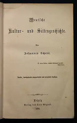 Scherr Deutsche Kultur- und Sittengeschichte 1858 Gesellschaft Mittelalter sf