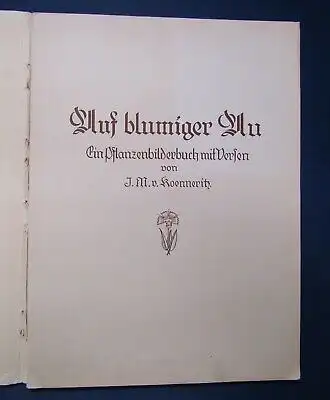 Koenneritz Auf blumiger Au um 1920 Pflanzenbilder mit Versen Frakturschrift js