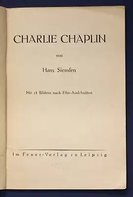 Siemfen Charlie Chaplin eine der 1. deutschen Veröffentl. 1924 Raabe 279 js