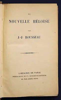 Rousseau La Nouvelle Heloise um 1890 Belletristik Klassiker französisch sf