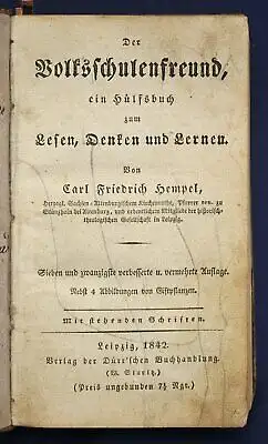 Hempel Der Volksschulenfreund zum Lesen, Denken und Lernen 1842 Geschichte sf