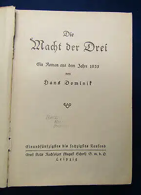 Dominik Die Macht der Drei 1922 Science - Fiction Roman ferne Zukunft sf