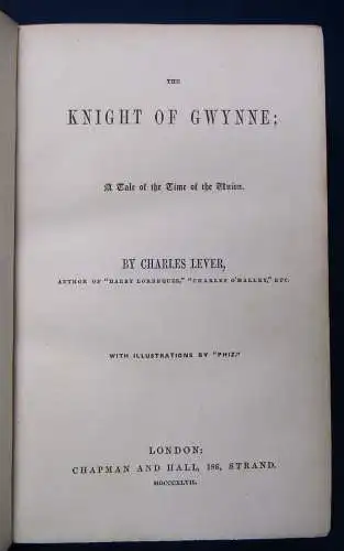 Lever The Knight Of Gwynne A Tale Of The Time Of The Union 1850 Belletristik js 