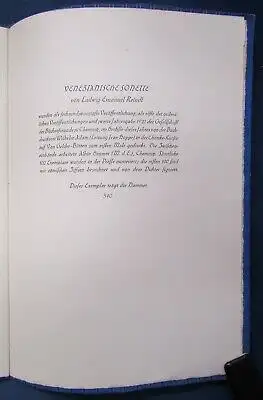 Reindl Venezianische Sonette 1927 1 v. 500 Exemplaren Nr. 340 Belletristik js