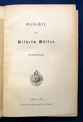 Müller Gedichte 1889 Belletristik Klassiker Weltliteratur Lyrik selten sf