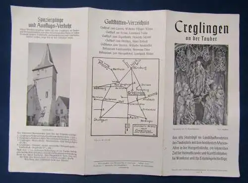Original Prospekt Creglingen an der Tauber 1937 Ortskunde Geografie Werbung sf