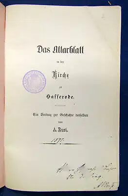 Rust Das Altarblatt in der Kirche zu Hasserode o. J. Landeskunde selten sf