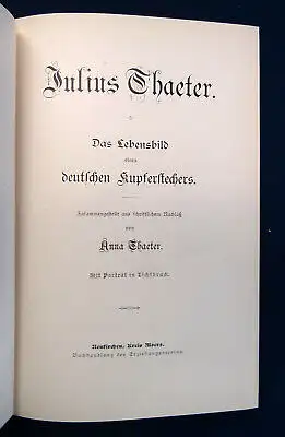Chaeter Julius Chaeter (Das Lebensbild eines deut. Kupferstechers) um 1890 sf