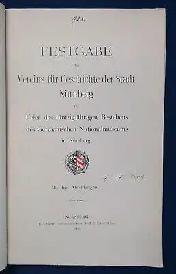 Festgabe des Vereins für Geschichte der Stadt Nürnberg 1902 Ortskunde js