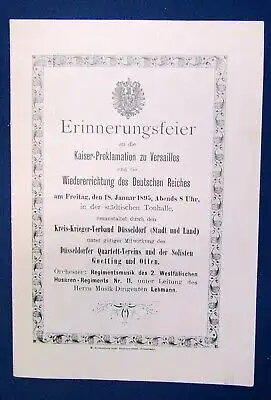 Erinnerungsfeier an die Kaiser-Proklamation zu Versailles o.J. Oper Dichtung js