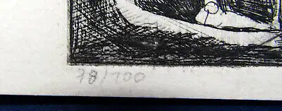 Andrea Küchler Kaltnadelradierung "Zum Totentanz" 1981 signiert in Blei sf