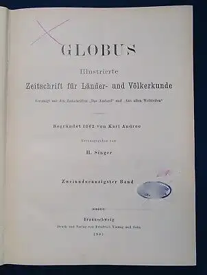 Singer Globus Illustrierte Zeitschrift f. Länder u. Völkerkunde 92. Band 1907 js