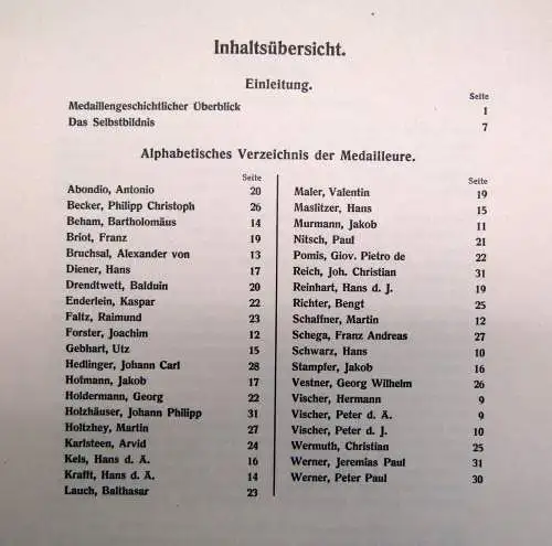 Bernhart Selbstbildnisse deutscher Medailleure. 1938 Geschichte Medaille sf