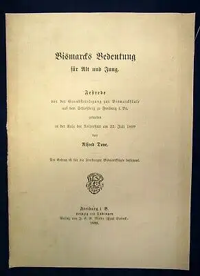 Dove Bismarcks Bedeutung für alt und jung Festrede 1899 Geschichte js