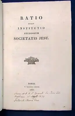 Ratio Atque Institutio Studiorum Societatis Jesu 1832 Christenlehre Glaube js