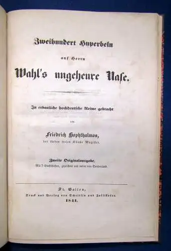 Hophthalamos Zweihundert Hyperbeln auf Herrn Wahl 1840 Reime Geschichten sf