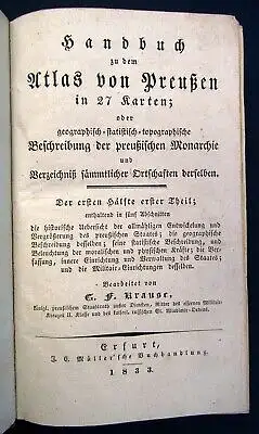 Handbuch zu dem Atlas von Preußen in 27 Karten Teil 1 & 2 Topographie js