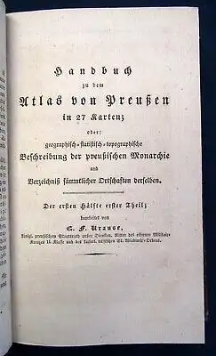Handbuch zu dem Atlas von Preußen in 27 Karten Teil 1 & 2 Topographie js