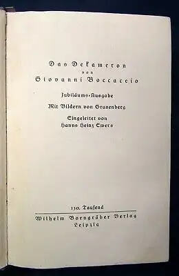 Das Dekameron von Giovanni Boccaccio o.J. Bilder von Grunenberg Lyrik js