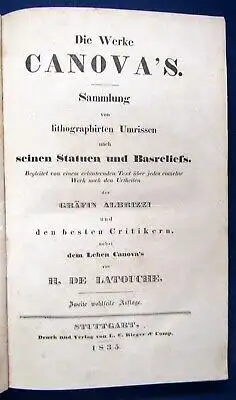 Die Werke Casanova`s Sammlung von lithographierten Umrissen 1835 selten js