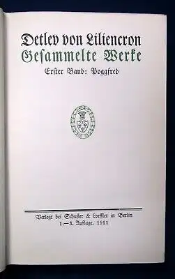 Detlev von Liliencron 10 Bde EA Kopfgoldschnitt Romane Novellen Roman Dramen js