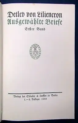 Detlev von Liliencron 10 Bde EA Kopfgoldschnitt Romane Novellen Roman Dramen js