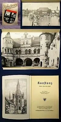 Konstanz Führer durch die Stadt Mit 14 Bildern, Stadtplan 1951 Badem-Württ. js