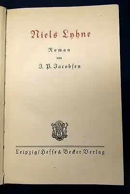 Jacobsen Niels Lyhne Roman o.J. Belletristik Halbleder Kopfgoldschnitt js