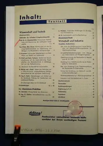 Aluminium 1940 ausgesondertes Bibliotheksexemplar Wissen Wissenschaft js