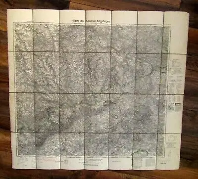 Karte vom östlichen Erzgebirge 1931 Kultur Wandern Natur Geografie 76x 28 cm js