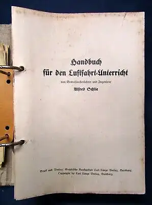 Schlie Handbuch für den Luftfahrt- Unterricht Leinen Mappe in 33 Heften 1936 js