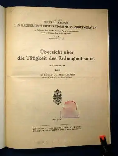 Übersicht über die Tätigkeit des Erdmagnetismus 1911/1912  Bll. 3,4 und 5 js