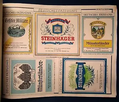 Umfangreiches Katalog-Fragment zu Wein, Spirituosen 1935 sehr selten js