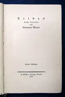 Thomas Mann Tristan Sechs Novellen 1912 Klassiker Erzählungen Geschichten js