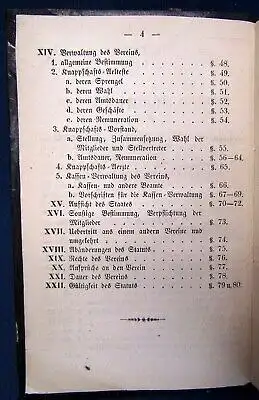 Statut der Knappschafts- Vereins zu Stolberg am Harz um 1860 Landeskunde js
