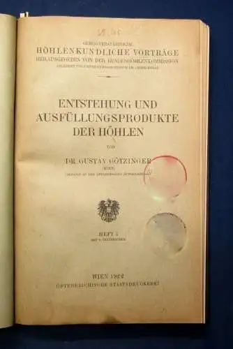 Kyrle Allgemeine Höhlenkunde 7 Hefte Vorträge 1922 Bibliotheksexemplar js