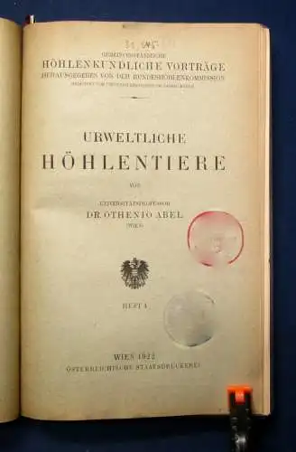 Kyrle Allgemeine Höhlenkunde 7 Hefte Vorträge 1922 Bibliotheksexemplar js