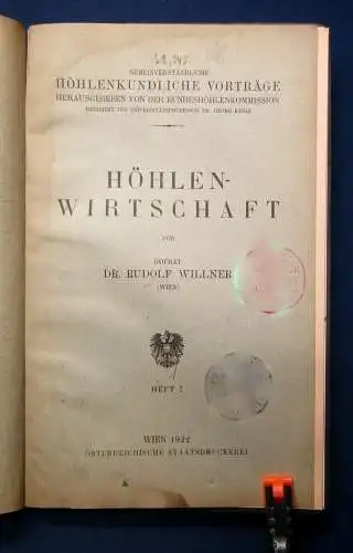 Kyrle Allgemeine Höhlenkunde 7 Hefte Vorträge 1922 Bibliotheksexemplar js