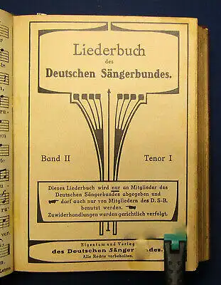 Liederbuch des deutschen Sängerbundes 3Bde. in 1 Buch Tenor o.J. mb