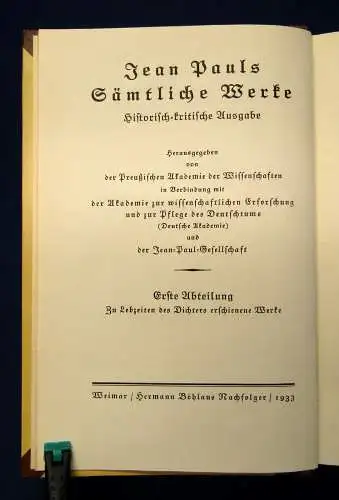 Jean Pauls Sämtliche Werke Komischer Anhang zum Titan 8.Bd. 1933 Klassiker mb