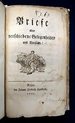 Stockhausen Briefe über verschiedene Gelegenheiten und Vorfälle 1772 js