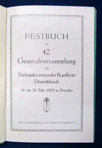 Festbuch zur 42. Generalversammlung des Verbandes reisender Kaufleute 1928 js