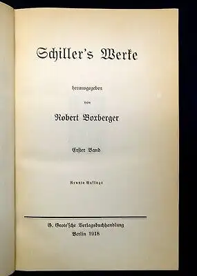 Boxberger Schillers Werke 1-6 1918 Belletristik Literatur Klassiker Lyrik js