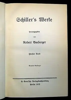 Boxberger Schillers Werke 1-6 1918 Belletristik Literatur Klassiker Lyrik js