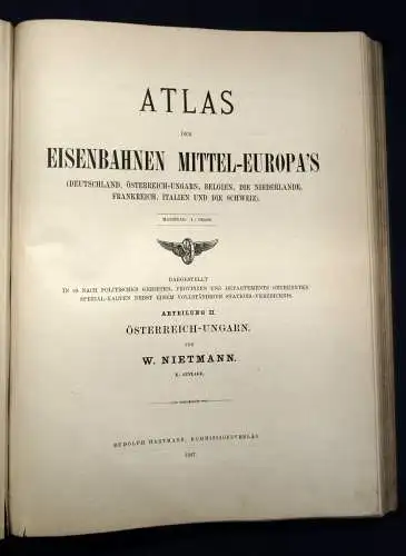 Nietmann Atlas der Eisenbahnen Mittel- Europas 1887 selten 1:700 000 js